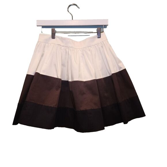 Kate Spade Women’s Pleated Midi Skirt Brown Black Size 6 Side Zip Classic NWT - Picture 2 of 16